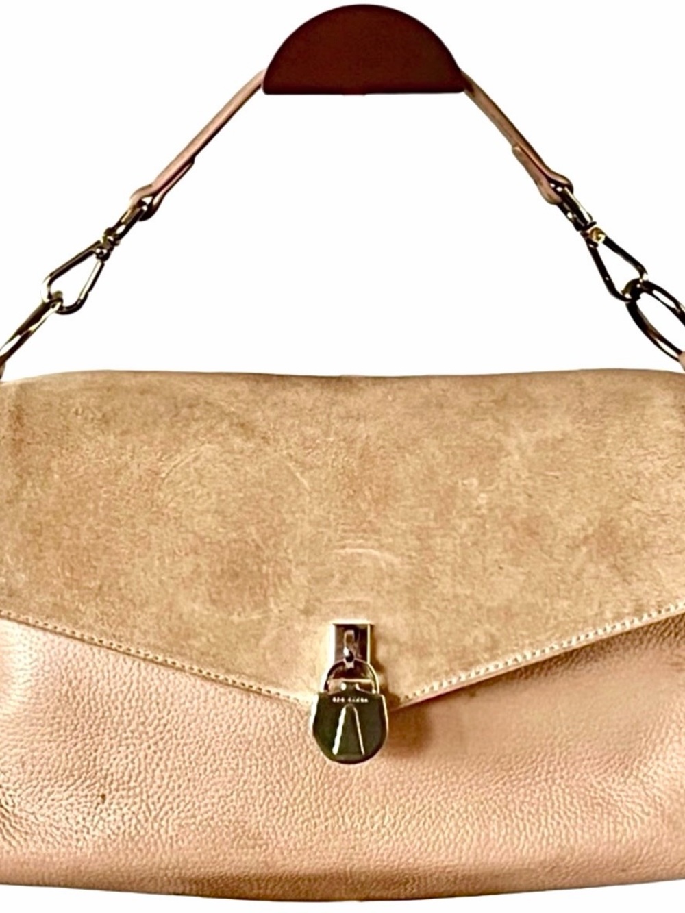 Ted Baker Marieaa Suede & Leather Padlock Shoulder Bag Blush Pink